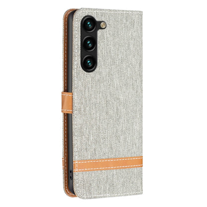 For Samsung Galaxy S25+ 5G Color Block Denim Texture Leather Phone Case(Grey) - Galaxy S25+ 5G Cases by PMC Jewellery | Online Shopping South Africa | PMC Jewellery | Buy Now Pay Later Mobicred