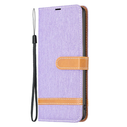 For Samsung Galaxy S25+ 5G Color Block Denim Texture Leather Phone Case(Purple) - Galaxy S25+ 5G Cases by PMC Jewellery | Online Shopping South Africa | PMC Jewellery | Buy Now Pay Later Mobicred