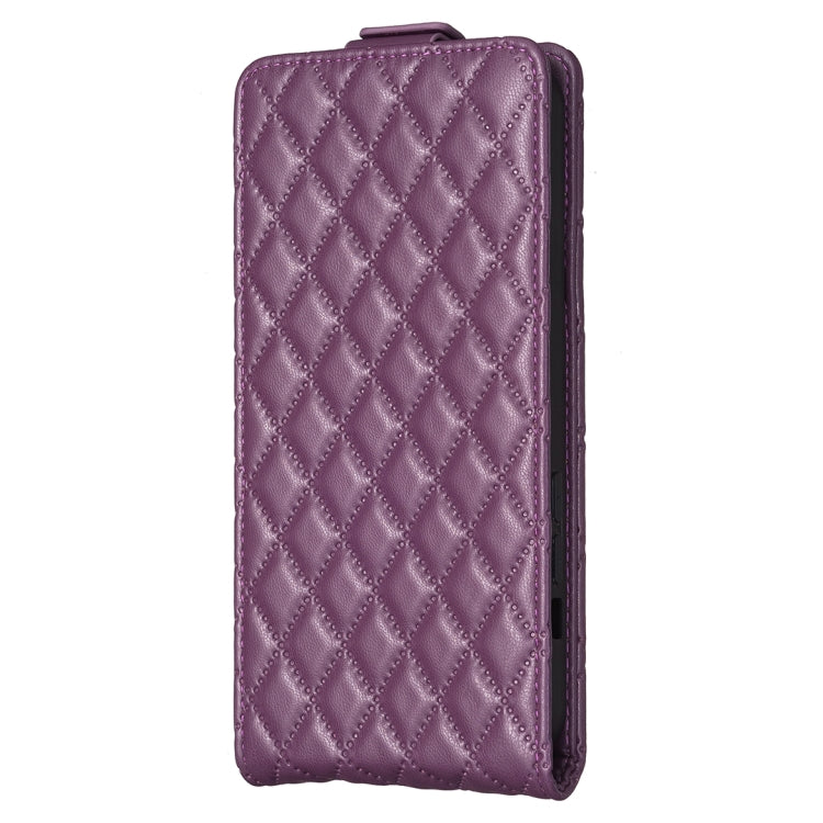 For Samsung Galaxy S25 5G Diamond Lattice Vertical Flip Leather Phone Case(Dark Purple) - Galaxy S25 5G Cases by PMC Jewellery | Online Shopping South Africa | PMC Jewellery | Buy Now Pay Later Mobicred