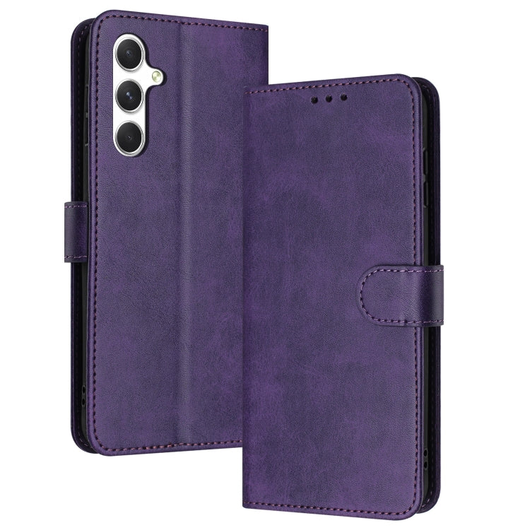 For Samsung Galaxy S25 / S24 5G Solid Calf Texture Flip Leather Phone Case(Purple) - Galaxy S25 5G Cases by PMC TechLife | Online Shopping South Africa | PMC TechLife | Buy Now Pay Later Mobicred
