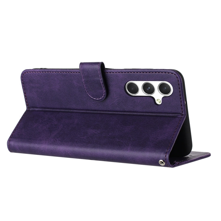 For Samsung Galaxy S25 / S24 5G Solid Calf Texture Flip Leather Phone Case(Purple) - Galaxy S25 5G Cases by PMC TechLife | Online Shopping South Africa | PMC TechLife | Buy Now Pay Later Mobicred