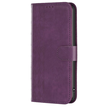 For Samsung Galaxy S25+ 5G Plaid Embossed Leather Phone Case(Purple) - Galaxy S25+ 5G Cases by PMC Jewellery | Online Shopping South Africa | PMC Jewellery | Buy Now Pay Later Mobicred