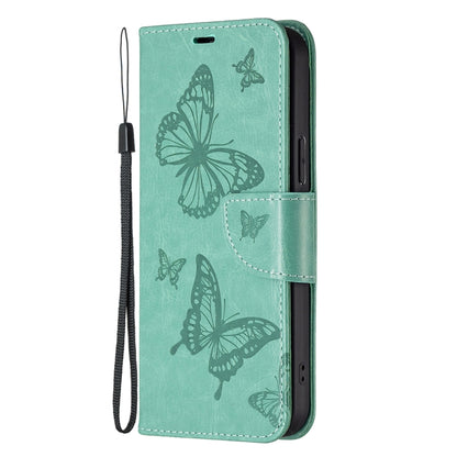 For Samsung Galaxy S25 5G Embossing Two Butterflies Pattern Leather Phone Case(Green) - Galaxy S25 5G Cases by PMC Jewellery | Online Shopping South Africa | PMC Jewellery | Buy Now Pay Later Mobicred