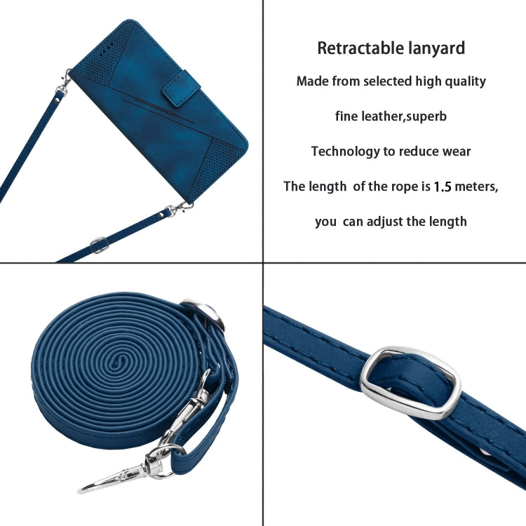 For Samsung Galaxy S25 Ultra 5G Dream Triangle Leather Phone Case with Lanyard(Blue) - free shipping - PMC Jewellery - Order now!