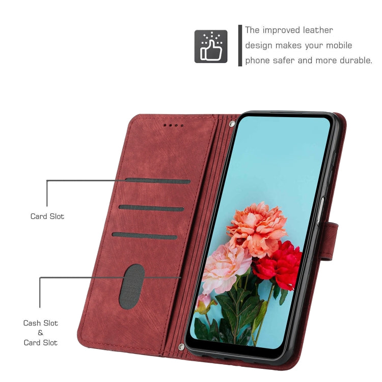 For Samsung Galaxy S25 Ultra 5G Skin Feel Stripe Pattern Leather Phone Case with Long Lanyard(Red) - Galaxy S25 Ultra 5G Cases by PMC Jewellery | Online Shopping South Africa | PMC Jewellery | Buy Now Pay Later Mobicred