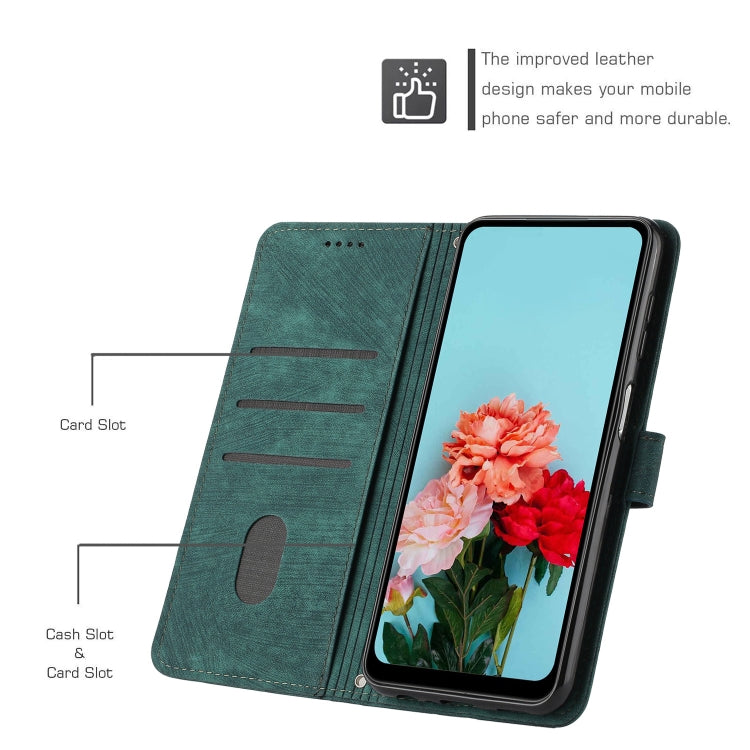 For Samsung Galaxy S25 Ultra 5G Skin Feel Stripe Pattern Leather Phone Case with Long Lanyard(Green) - Galaxy S25 Ultra 5G Cases by PMC Jewellery | Online Shopping South Africa | PMC Jewellery | Buy Now Pay Later Mobicred
