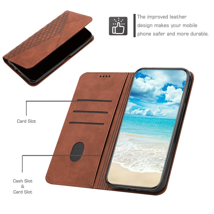 For Samsung Galaxy S25 Ultra 5G Diamond Splicing Skin Feel Magnetic Leather Phone Case(Brown) - Galaxy S25 Ultra 5G Cases by PMC Jewellery | Online Shopping South Africa | PMC Jewellery | Buy Now Pay Later Mobicred