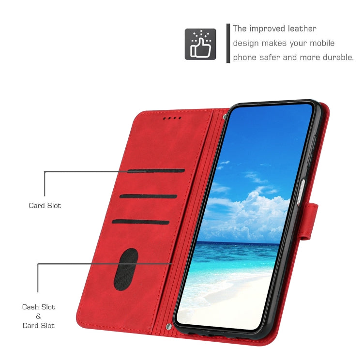For Samsung Galaxy S25 Ultra 5G Skin Feel Heart Embossed Leather Phone Case with Long Lanyard(Red) - Galaxy S25 Ultra 5G Cases by PMC TechLife | Online Shopping South Africa | PMC TechLife | Buy Now Pay Later Mobicred