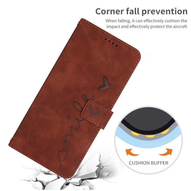 For Samsung Galaxy S25 / S24 5G Skin Feel Heart Embossed Leather Phone Case with Long Lanyard(Brown) - Galaxy S25 5G Cases by PMC TechLife | Online Shopping South Africa | PMC TechLife | Buy Now Pay Later Mobicred