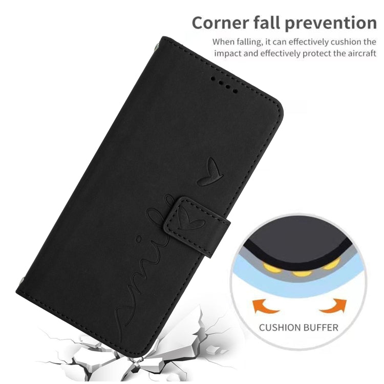 For Samsung Galaxy S25+ / S24+ 5G Skin Feel Heart Embossed Leather Phone Case with Long Lanyard(Black) - Galaxy S25+ 5G Cases by PMC TechLife | Online Shopping South Africa | PMC TechLife | Buy Now Pay Later Mobicred