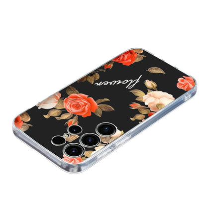 For Samsung Galaxy S25 Ultra 5G Colorful Painting Pattern TPU Phone Case(Flowers On Black) - Galaxy S25 Ultra 5G Cases by PMC Jewellery | Online Shopping South Africa | PMC Jewellery | Buy Now Pay Later Mobicred