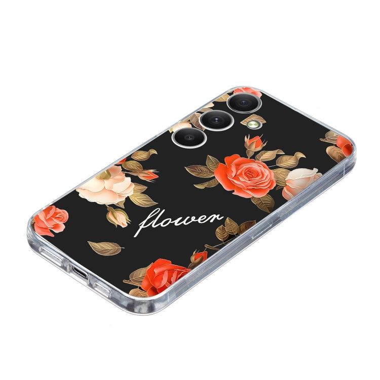 For Samsung Galaxy S25+ 5G Colorful Painting Pattern TPU Phone Case(Flowers On Black) - Galaxy S25+ 5G Cases by PMC Jewellery | Online Shopping South Africa | PMC Jewellery | Buy Now Pay Later Mobicred