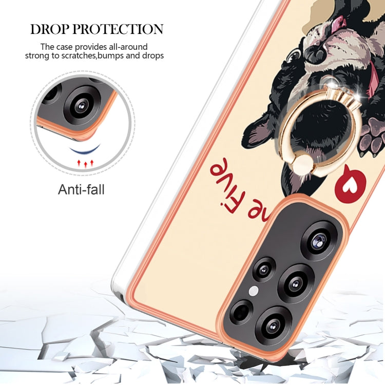 For Samsung Galaxy S25 Ultra 5G Electroplating Dual-side IMD Phone Case with Ring Holder(Lucky Dog) - Galaxy S25 Ultra 5G Cases by PMC TechLife | Online Shopping South Africa | PMC TechLife | Buy Now Pay Later Mobicred