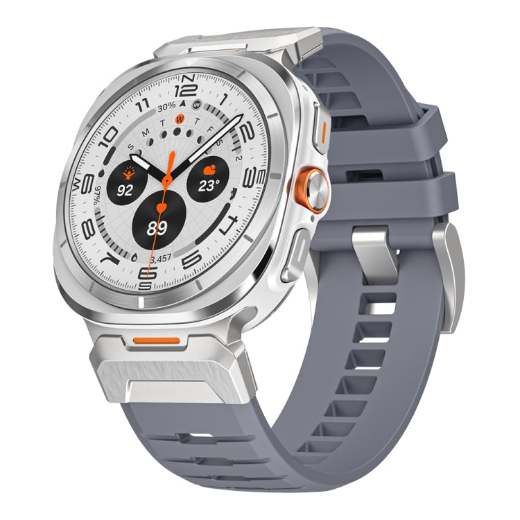 For Samsung Galaxy Watch Ultra 47mm Steel Buckle Fluororubber Watch Band(Silver Grey) - free shipping - PMC TechLife - Order now!