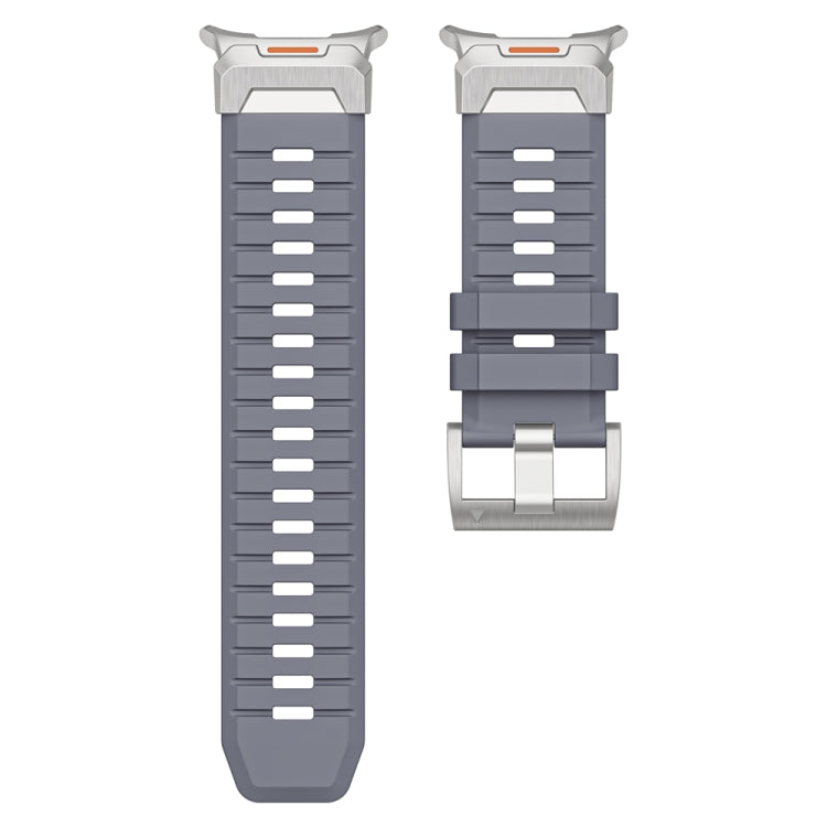 For Samsung Galaxy Watch Ultra 47mm Steel Buckle Fluororubber Watch Band(Silver Grey) - free shipping - PMC TechLife - Order now!