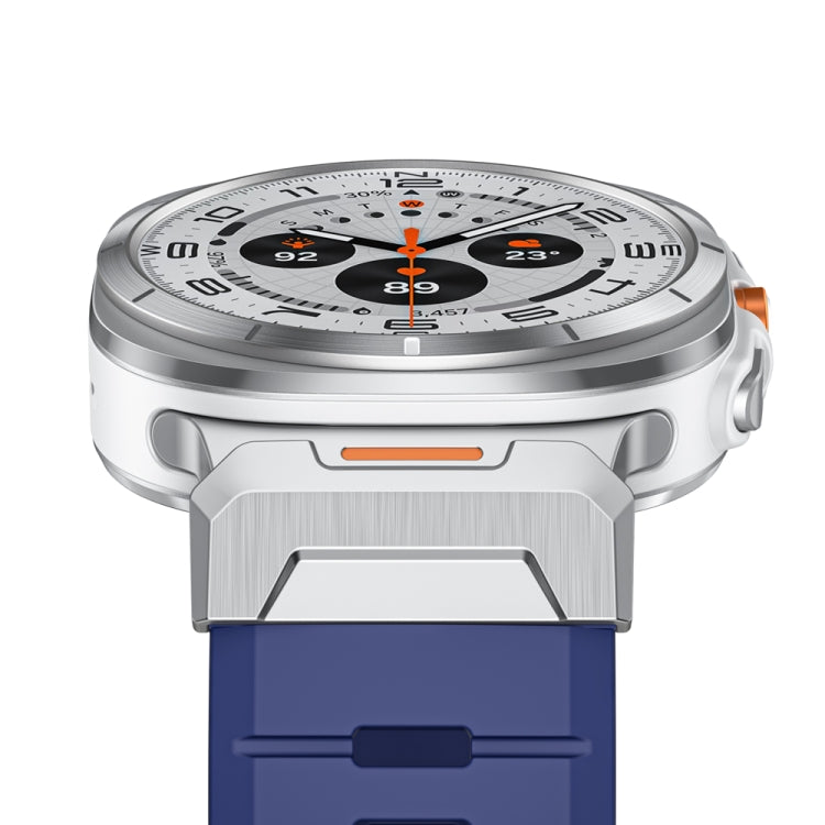 For Samsung Galaxy Watch Ultra 47mm Steel Buckle Fluororubber Watch Band(Silver Blue) - free shipping - PMC TechLife - Order now!