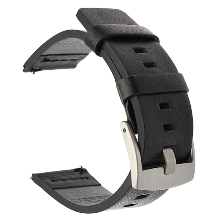 For Suunto 9 / Suunto 7 Steel Buckle 24mm Genuine Leather Watch Band(Black Silver) - free shipping - PMC TechLife - Order now!