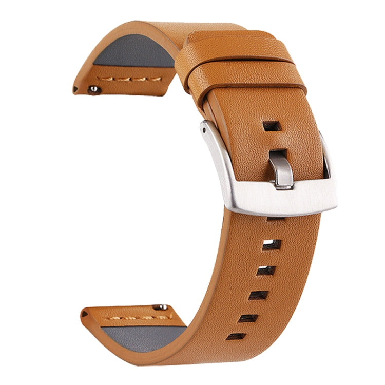 For Suunto 9 / Suunto 7 Steel Buckle 24mm Genuine Leather Watch Band(Yellow Silver) - free shipping - PMC TechLife - Order now!