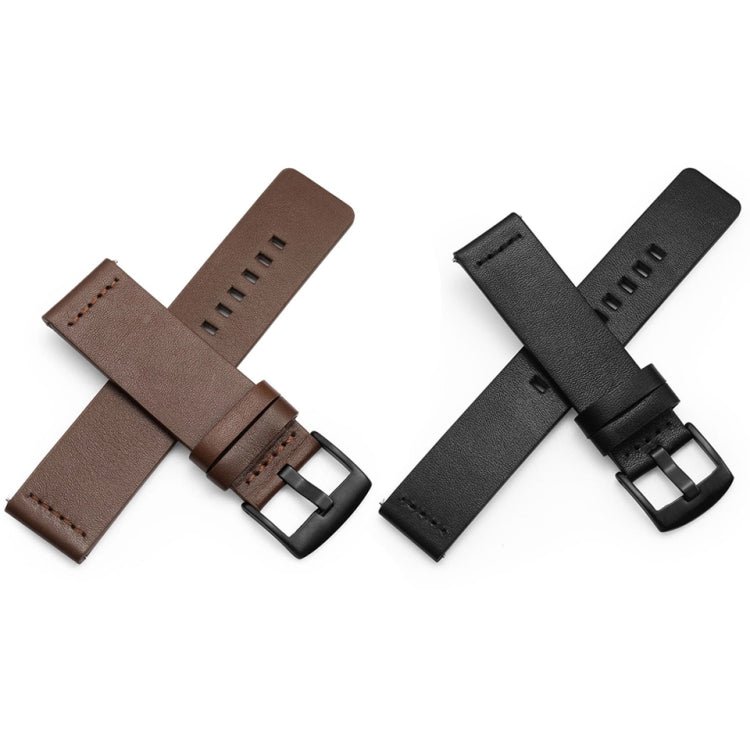 For Suunto 9 / Suunto 7 Steel Buckle 24mm Genuine Leather Watch Band(Black Silver) - free shipping - PMC TechLife - Order now!