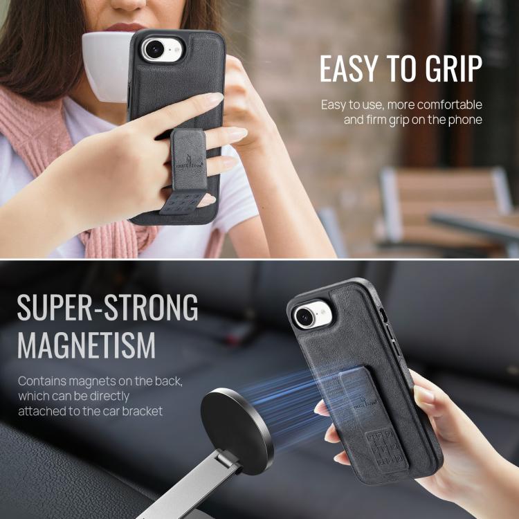 For iPhone 16e Fierre Shann Oil Wax Cow Leather Holder Back Phone Case(Black) - free shipping - PMc TechLife - Order now!