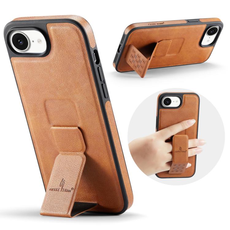 For iPhone 16e Fierre Shann Oil Wax Cow Leather Holder Back Phone Case(Brown) - free shipping - PMc TechLife - Order now!
