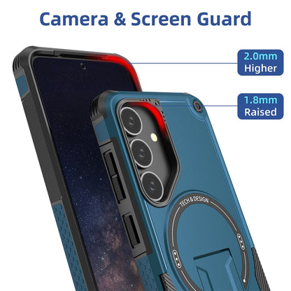 For Samsung Galaxy S24 5G / S25 5G Armor MagSafe Holder PC Hybrid TPU Phone Case(Dark Blue) - Galaxy S25 5G Cases by PMC Jewellery | Online Shopping South Africa | PMC Jewellery | Buy Now Pay Later Mobicred