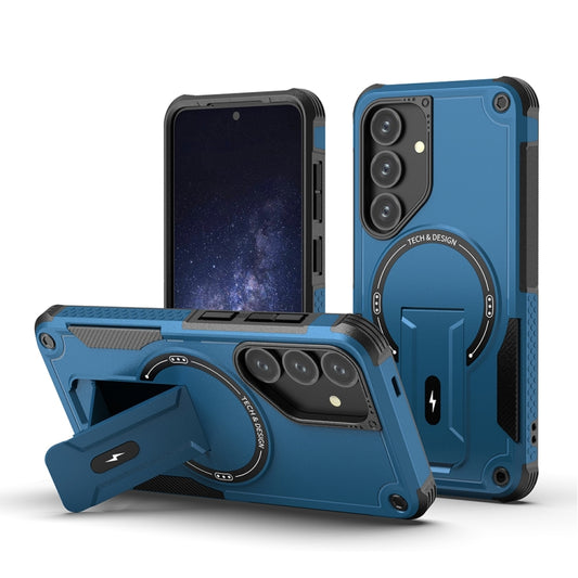 For Samsung Galaxy S24+ 5G / S25+ 5G Armor MagSafe Holder PC Hybrid TPU Phone Case(Dark Blue) - Galaxy S25+ 5G Cases by PMC Jewellery | Online Shopping South Africa | PMC Jewellery | Buy Now Pay Later Mobicred