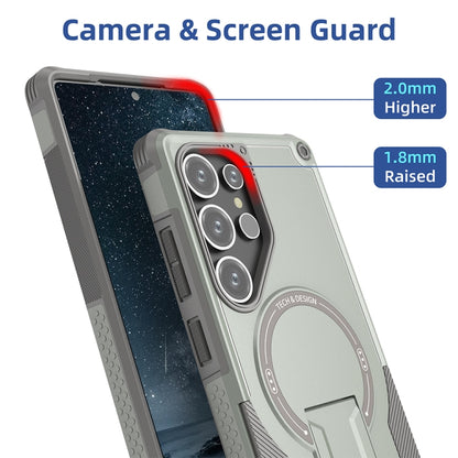 For Samsung Galaxy S25 Ultra 5G Armor MagSafe Holder PC Hybrid TPU Phone Case(Grey) - Galaxy S25 Ultra 5G Cases by PMC Jewellery | Online Shopping South Africa | PMC Jewellery | Buy Now Pay Later Mobicred