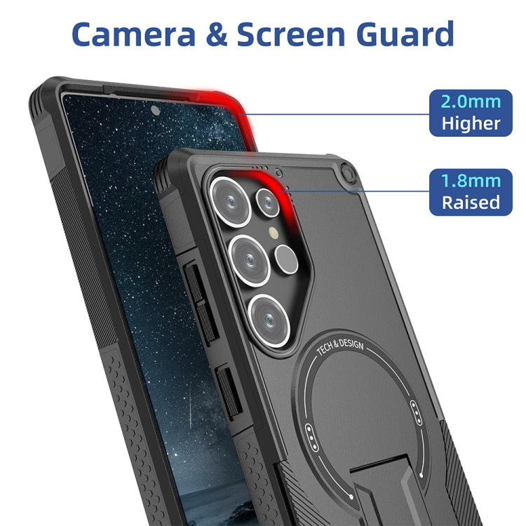 For Samsung Galaxy S25 Ultra 5G Armor MagSafe Holder PC Hybrid TPU Phone Case(Black) - free shipping - PMC Jewellery - Order now!