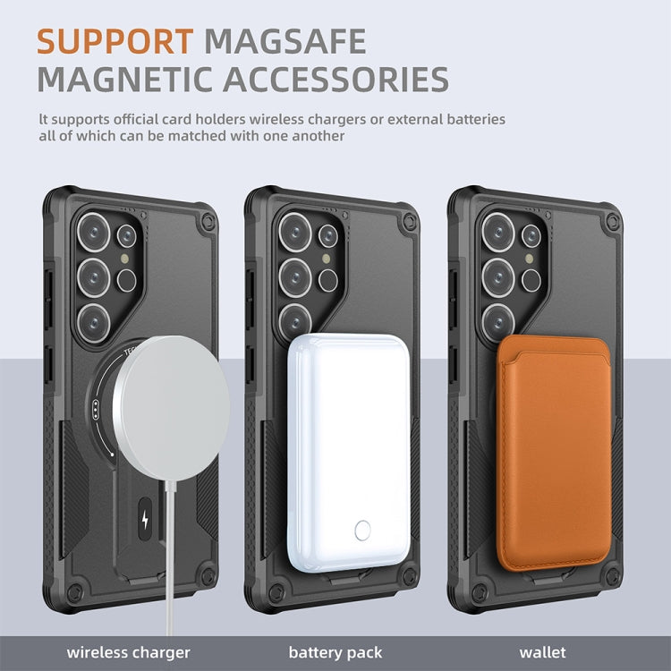 For Samsung Galaxy S25 Ultra 5G Armor MagSafe Holder PC Hybrid TPU Phone Case(Black) - free shipping - PMC Jewellery - Order now!
