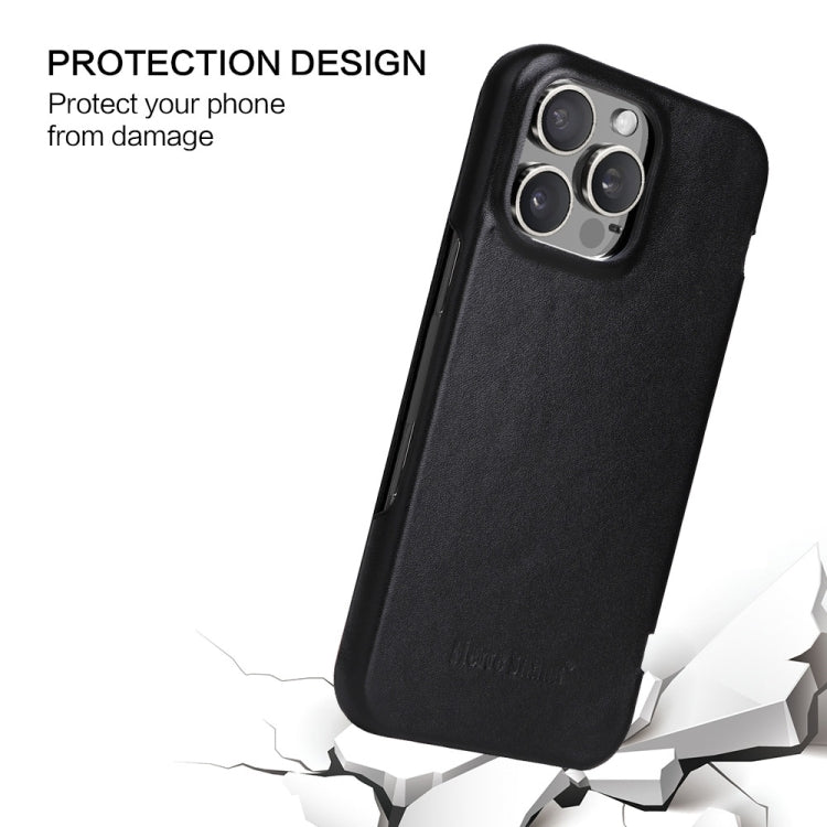 For iPhone 16 Pro Max Fierre Shann Top Layer Cowhide Business Magnetic Leather Phone Case(Black) - free shipping - PMC Jewellery - Order now!