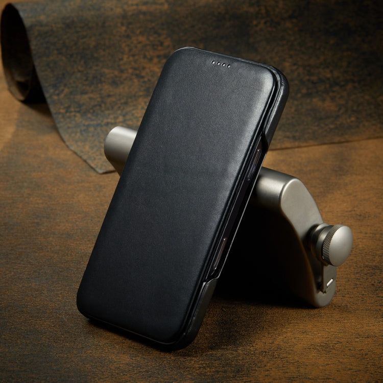 For iPhone 16 Plus Fierre Shann Top Layer Cowhide Business Magnetic Leather Phone Case(Black) - iPhone 16 Plus Cases by FIERRE SHANN | Online Shopping South Africa | PMC Jewellery | Buy Now Pay Later Mobicred