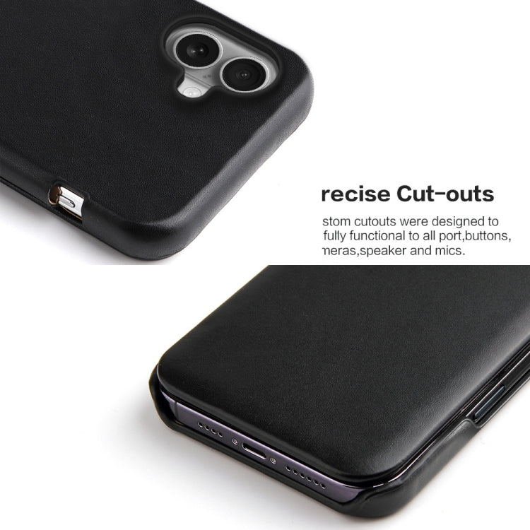 For iPhone 16 Plus Fierre Shann Top Layer Cowhide Business Magnetic Leather Phone Case(Black) - free shipping - PMC Jewellery - Order now!