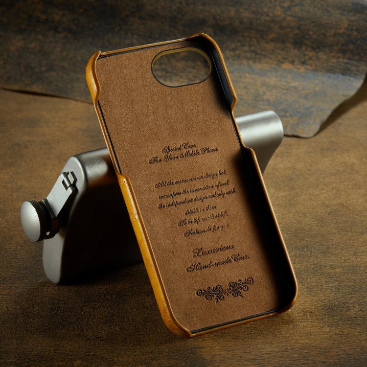 For iPhone 16e Fierre Shann Retro Oil Wax Texture Card Slots PU Leather Phone Case(Yellow) - free shipping - PMc TechLife - Order now!