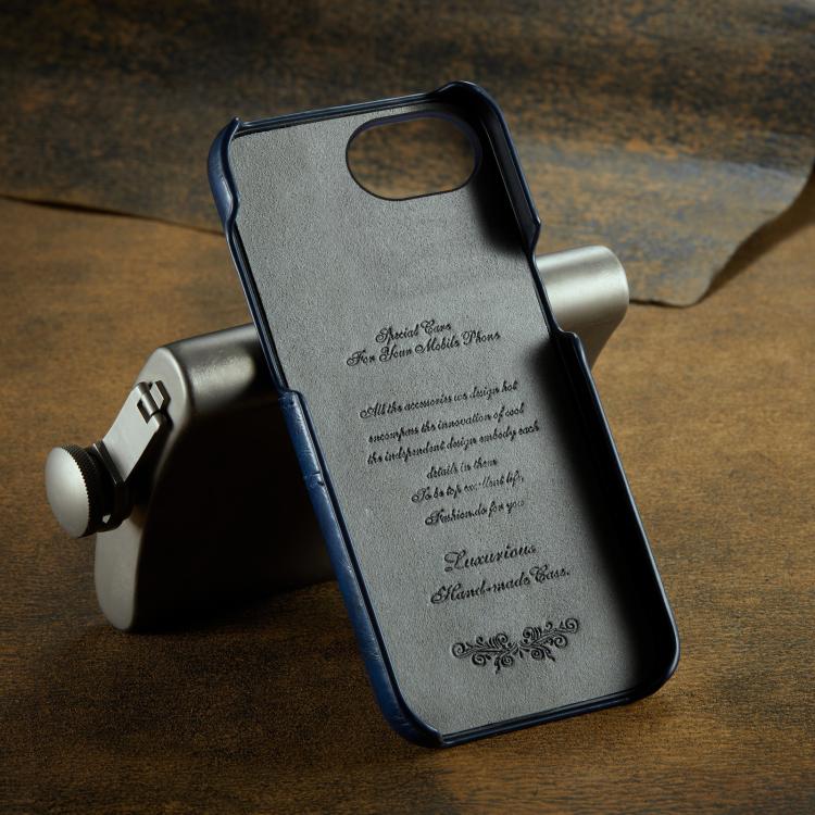 For iPhone 16e Fierre Shann Retro Oil Wax Texture Card Slots PU Leather Phone Case(Blue) - free shipping - PMc TechLife - Order now!