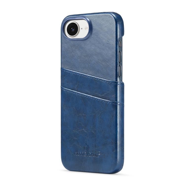 For iPhone 16e Fierre Shann Retro Oil Wax Texture Card Slots PU Leather Phone Case(Blue) - free shipping - PMc TechLife - Order now!