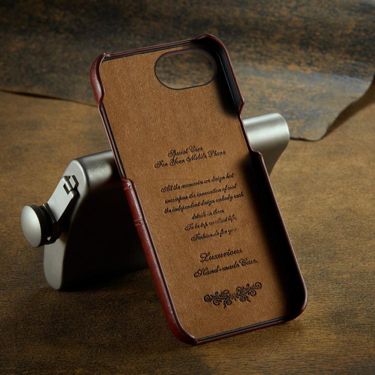 For iPhone 16e Fierre Shann Retro Oil Wax Texture Card Slots PU Leather Phone Case(Brown) - free shipping - PMc TechLife - Order now!
