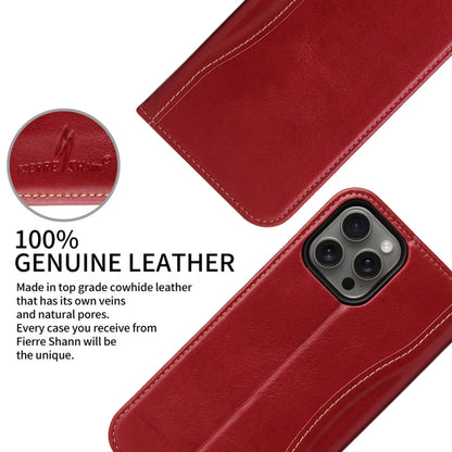 For iPhone 16 Pro Max Fierre Shann Cowhide Leather Flip Leather Phone Case(Red) - iPhone 16 Pro Max Cases by FIERRE SHANN | Online Shopping South Africa | PMC Jewellery | Buy Now Pay Later Mobicred