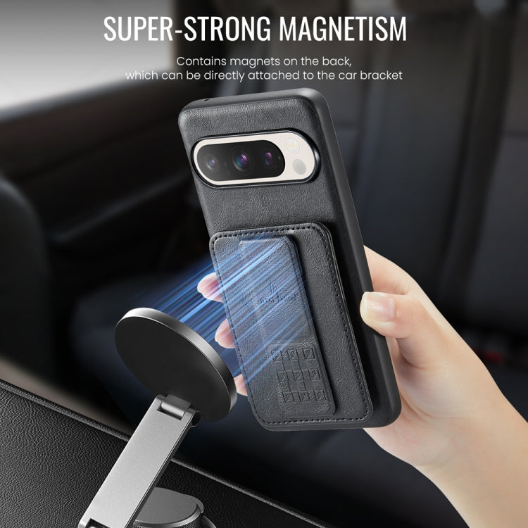 For Google Pixel 9 Pro XL Fierre Shann Oil Wax Cow Leather Card Holder Back Phone Case(Black) - free shipping - PMC TechLife - Order now!