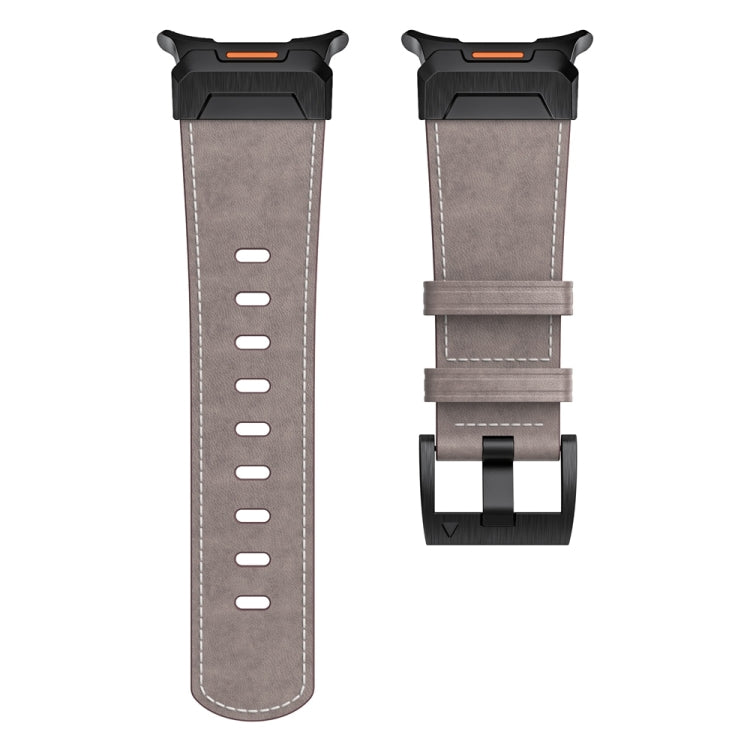 For Samsung Galaxy Watch Ultra 47mm Mecha Style Leather Watch Band(Light Grey Oil Wax) - Watch Bands by PMC TechLife | Online Shopping South Africa | PMC TechLife | Buy Now Pay Later Mobicred