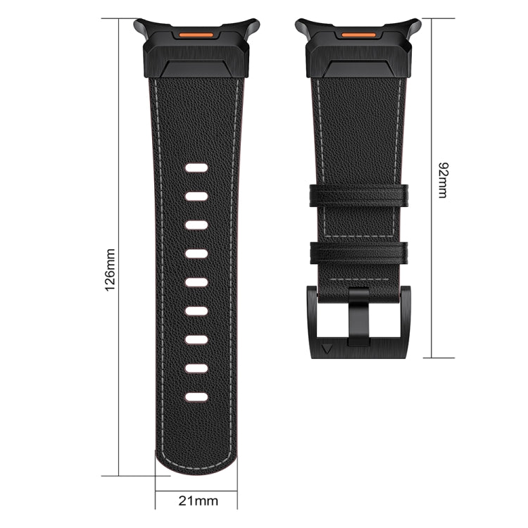 For Samsung Galaxy Watch Ultra 47mm Mecha Style Leather Watch Band(Light Grey Oil Wax) - Watch Bands by PMC TechLife | Online Shopping South Africa | PMC TechLife | Buy Now Pay Later Mobicred