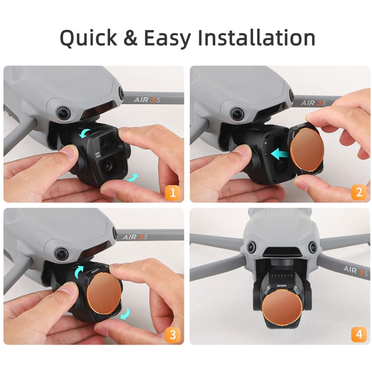 For DJI Air 3S Sunnylife Camera Lens Filter, Filter:3 in 1 CPL ND8 ND16 - free shipping - PMC TechLife - Order now!