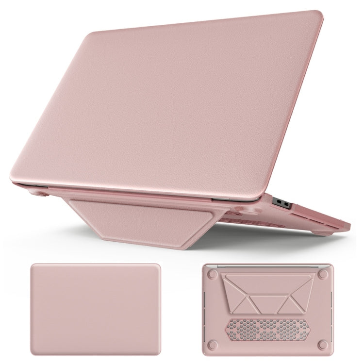 For MacBook Pro 13.3 inch M1 A2338 Business Magnetic Holder PC + PU Laptop Protective Case(Pink) - MacBook Pro Cases by PMC Jewellery | Online Shopping South Africa | PMC Jewellery | Buy Now Pay Later Mobicred