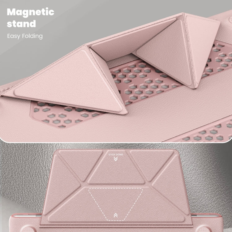 For MacBook Air 15.3 inch A3114 / A2941 Business Magnetic Holder PC + PU Laptop Protective Case(Pink) - MacBook Air Cases by PMC Jewellery | Online Shopping South Africa | PMC Jewellery | Buy Now Pay Later Mobicred