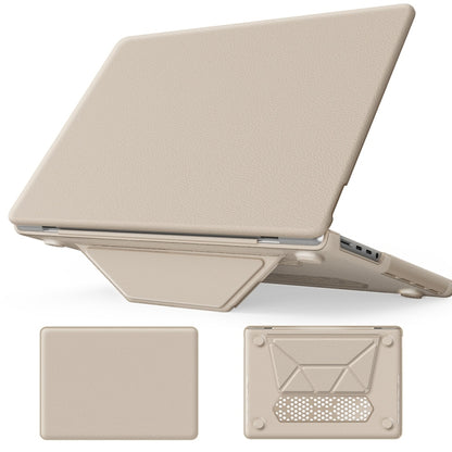 For MacBook Pro 14 inch A2918 / A2992 Business Magnetic Holder PC + PU Laptop Protective Case(Gold) - MacBook Pro Cases by PMC Jewellery | Online Shopping South Africa | PMC Jewellery | Buy Now Pay Later Mobicred