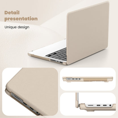 For MacBook Pro 14 inch A2918 / A2992 Business Magnetic Holder PC + PU Laptop Protective Case(Gold) - MacBook Pro Cases by PMC Jewellery | Online Shopping South Africa | PMC Jewellery | Buy Now Pay Later Mobicred