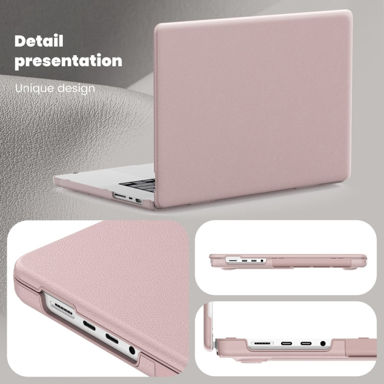 For MacBook Pro 16.2 inch A2991 / A2485 Business Magnetic Holder PC + PU Laptop Protective Case(Pink) - MacBook Pro Cases by PMC Jewellery | Online Shopping South Africa | PMC Jewellery | Buy Now Pay Later Mobicred