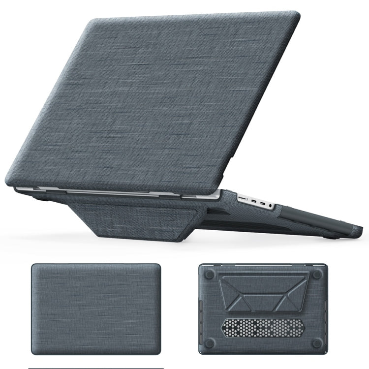 For MacBook Pro 14 inch A2918 / A2992 Fabric Magnetic Holder Laptop Protective Case(Grey) - MacBook Pro Cases by PMC Jewellery | Online Shopping South Africa | PMC Jewellery | Buy Now Pay Later Mobicred