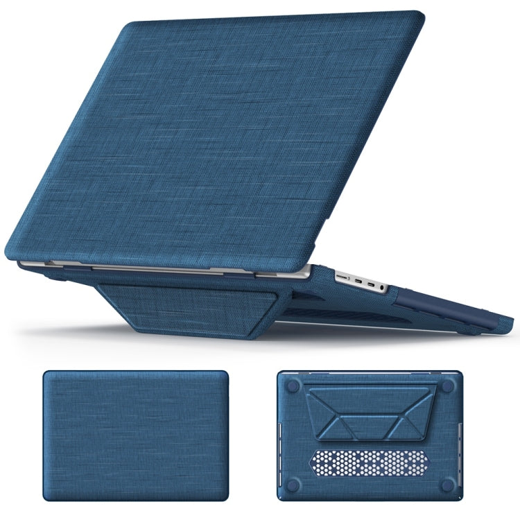 For MacBook Pro 16.2 inch A2991 / A2485 Fabric Magnetic Holder Laptop Protective Case(Navy Blue) - MacBook Pro Cases by PMC Jewellery | Online Shopping South Africa | PMC Jewellery | Buy Now Pay Later Mobicred