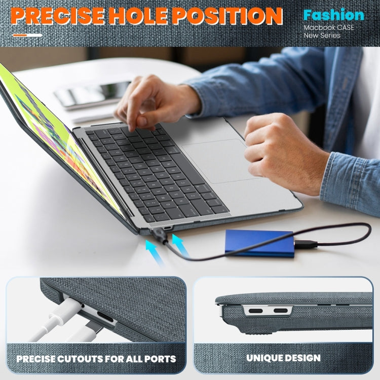 For MacBook Air 13.3 inch A2337 Fabric Magnetic Holder Laptop Protective Case(Grey) - MacBook Air Cases by PMC Jewellery | Online Shopping South Africa | PMC Jewellery | Buy Now Pay Later Mobicred